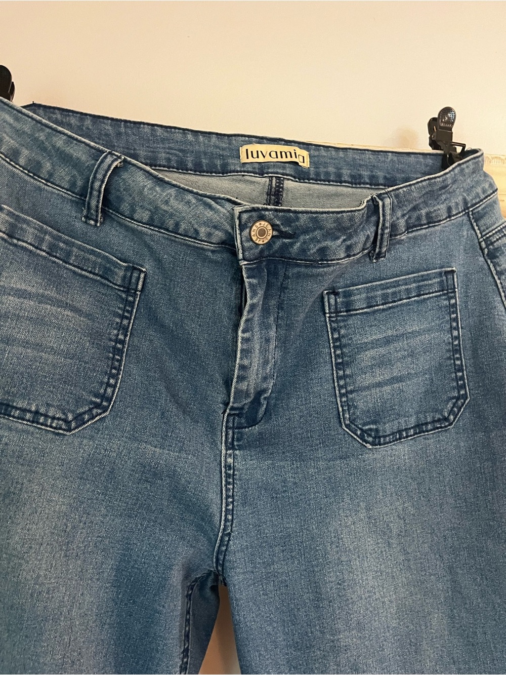 Women's Dark Blue Crop Jeans - Picture 3 of 6